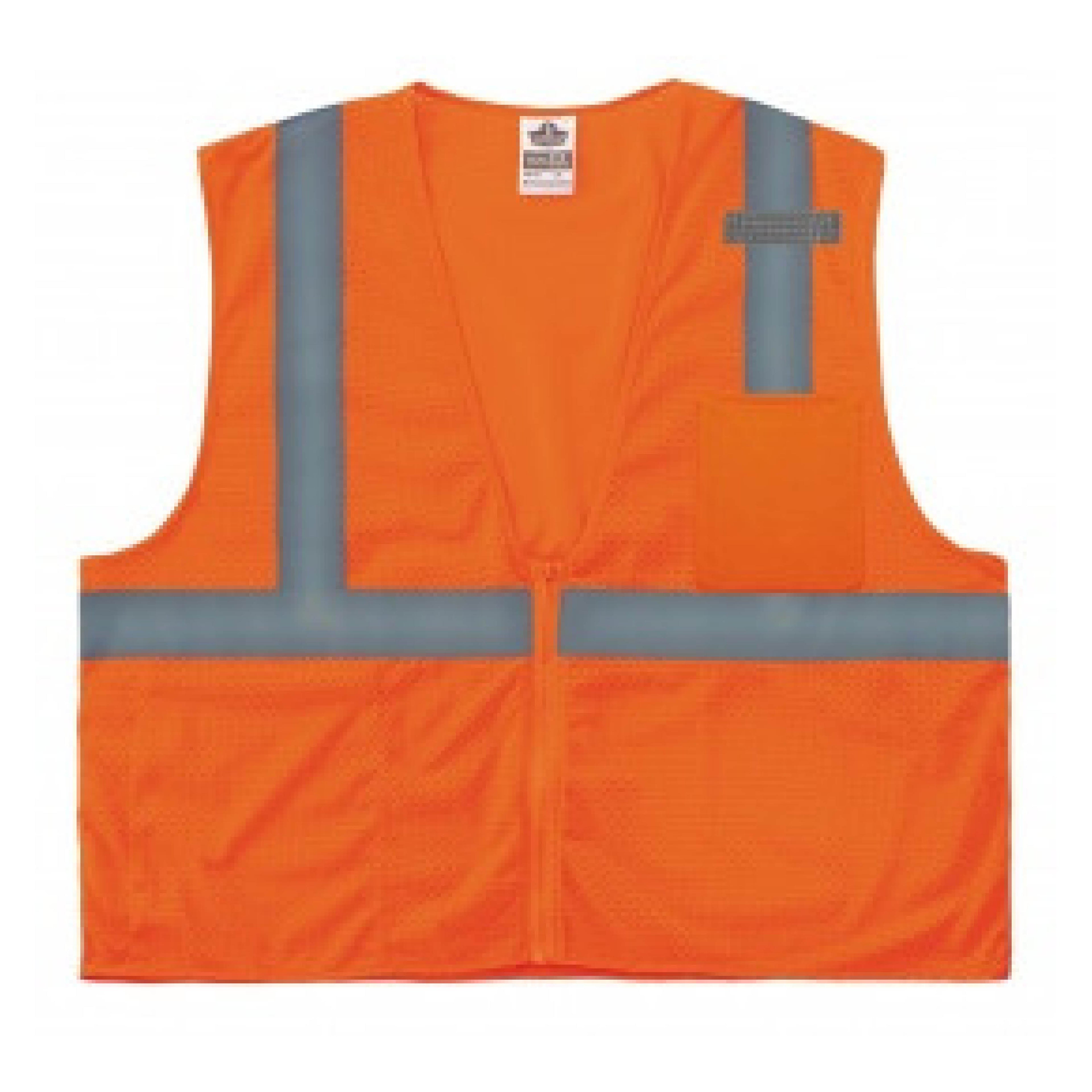 Ergodyne GloWear 8210Z 21047 Class 2 Hi-Viz Orange Safety Vest with Zipper, 2X/3X