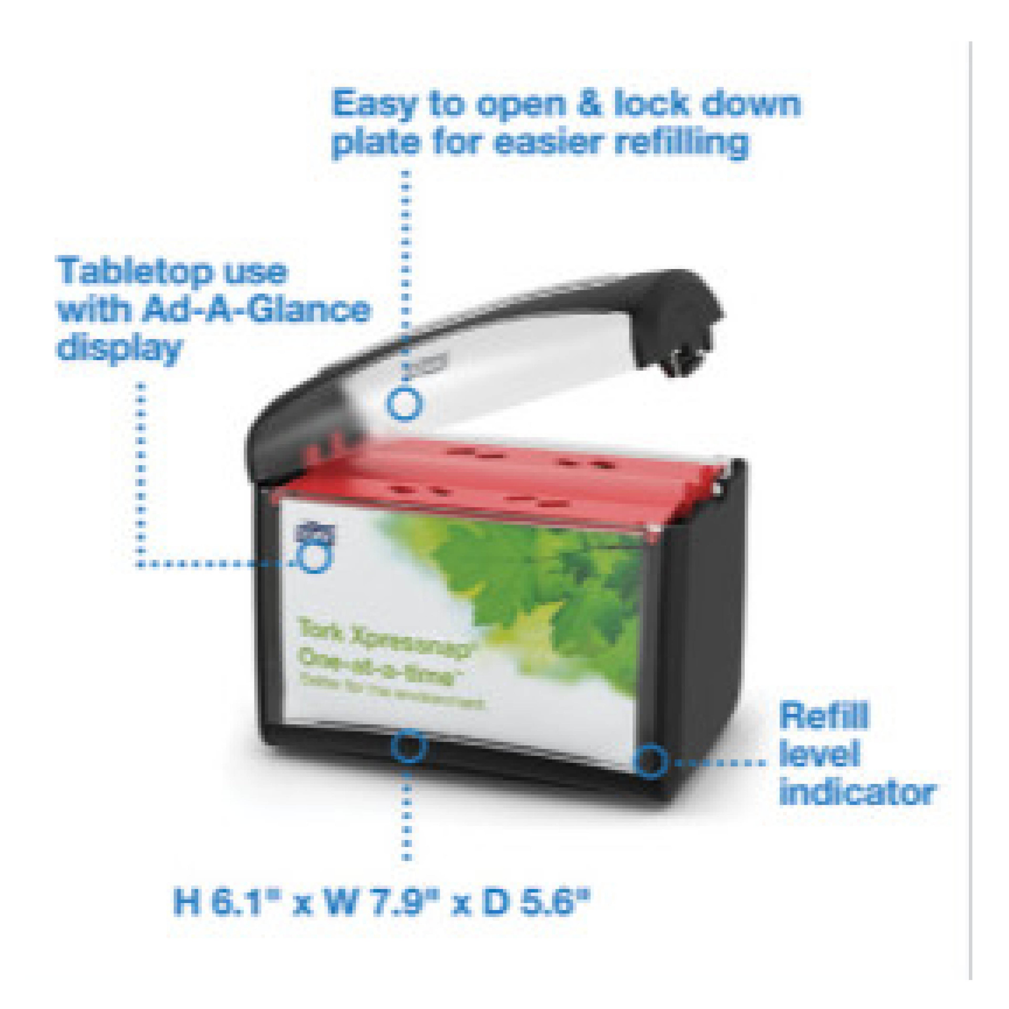 Tork TRK6232100 Xpressnap Tabletop Napkin Dispenser, 7.9 x 5.6 x 7.9, Black