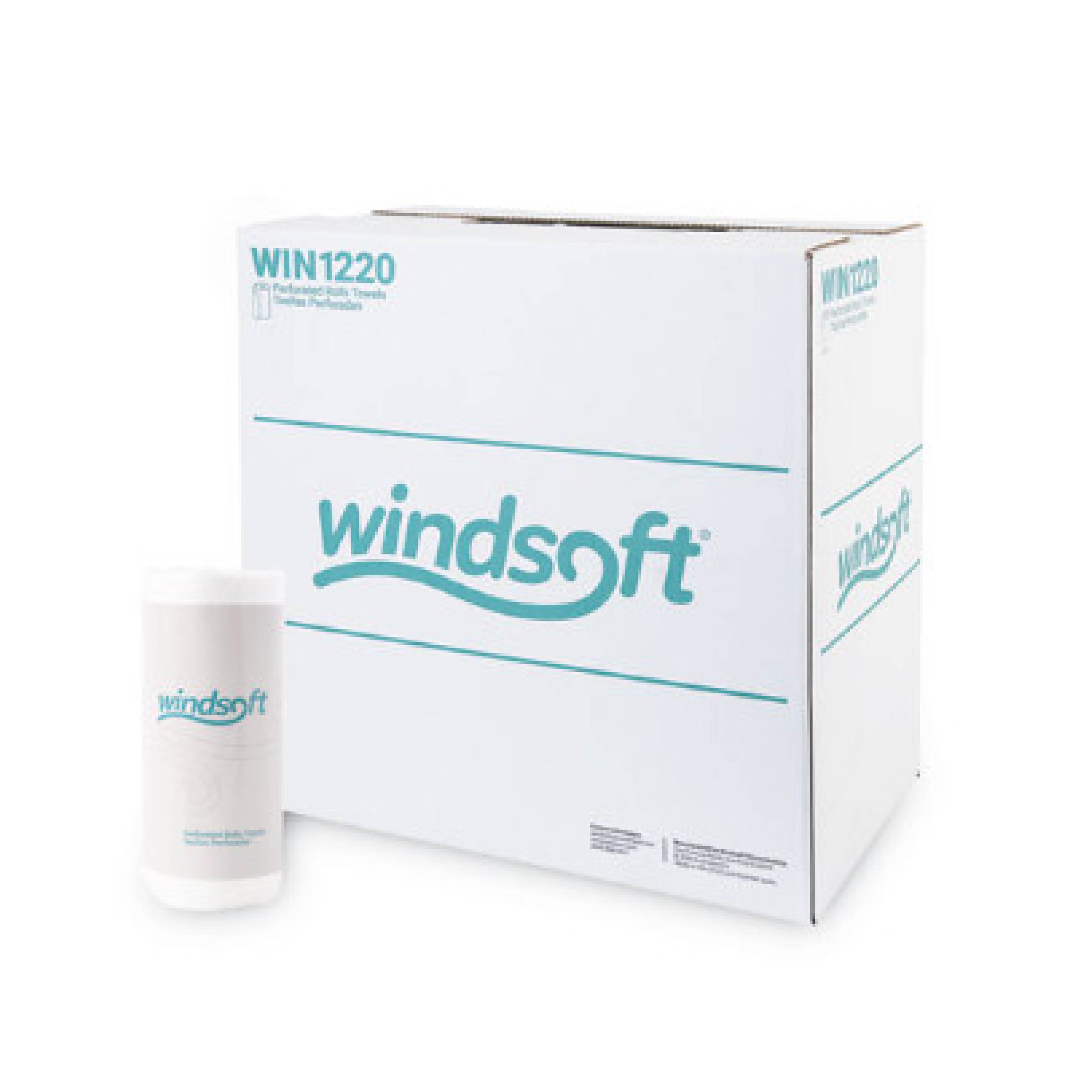 Windsoft WIN1220 Kitchen Roll Towels, 2-Ply, 11" x 8.8", White, 100/Roll, 30 Rolls/Carton
