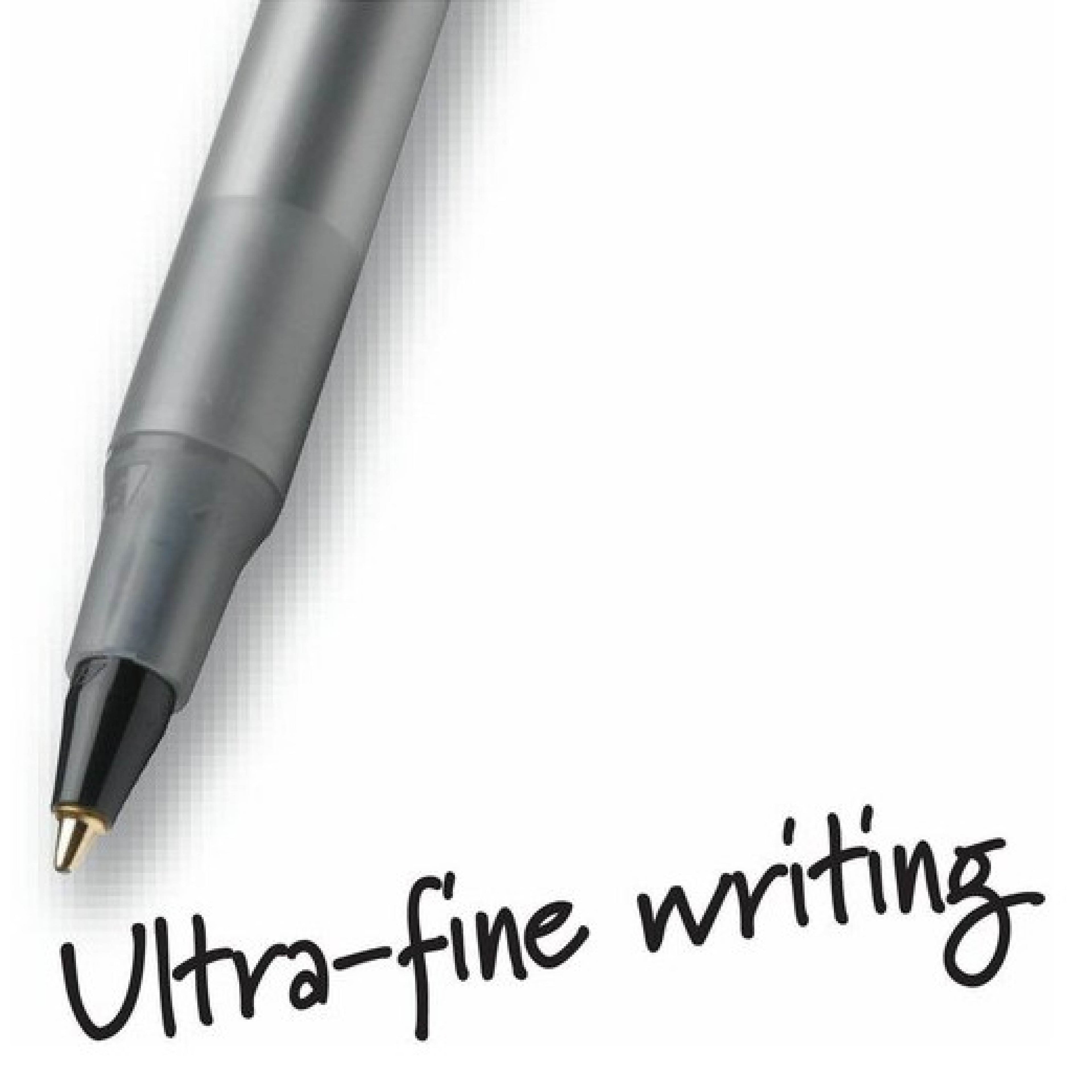 BIC Round Stic Ballpoint Pens, Medium Point, 1.0 mm, Translucent Barrel, Black Ink, Pack Of 12