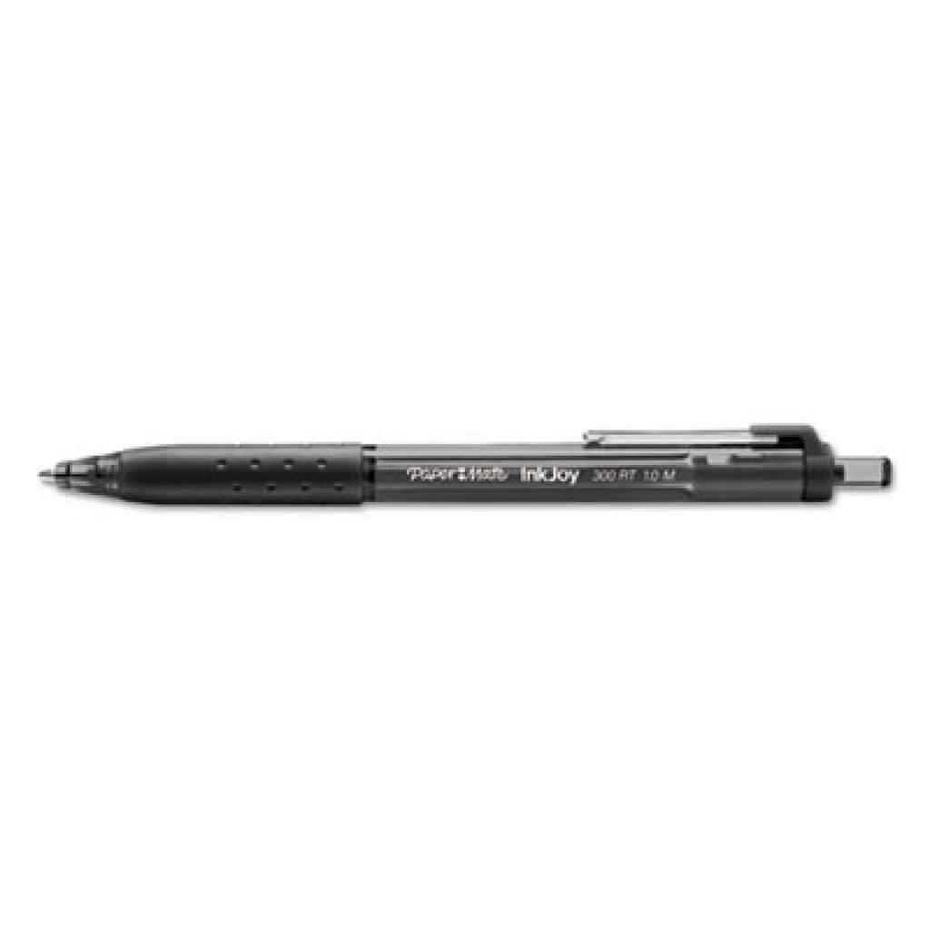 Paper Mate InkJoy 300 RT Retractable Pens, Medium Point, 1.0 mm, Translucent Black Barrels, Black Ink, Pack Of 12