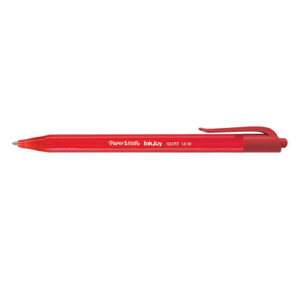 Paper Mate InkJoy 300 RT Ballpoint Pen, Retractable, Medium 1 mm, Red Ink, Red Barrel, Dozen
