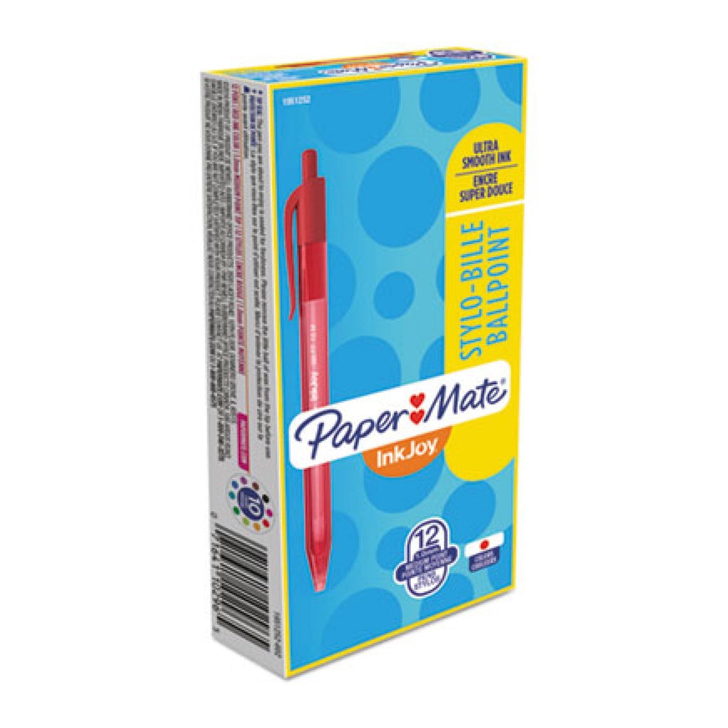 Paper Mate InkJoy 300 RT Ballpoint Pen, Retractable, Medium 1 mm, Red Ink, Red Barrel, Dozen