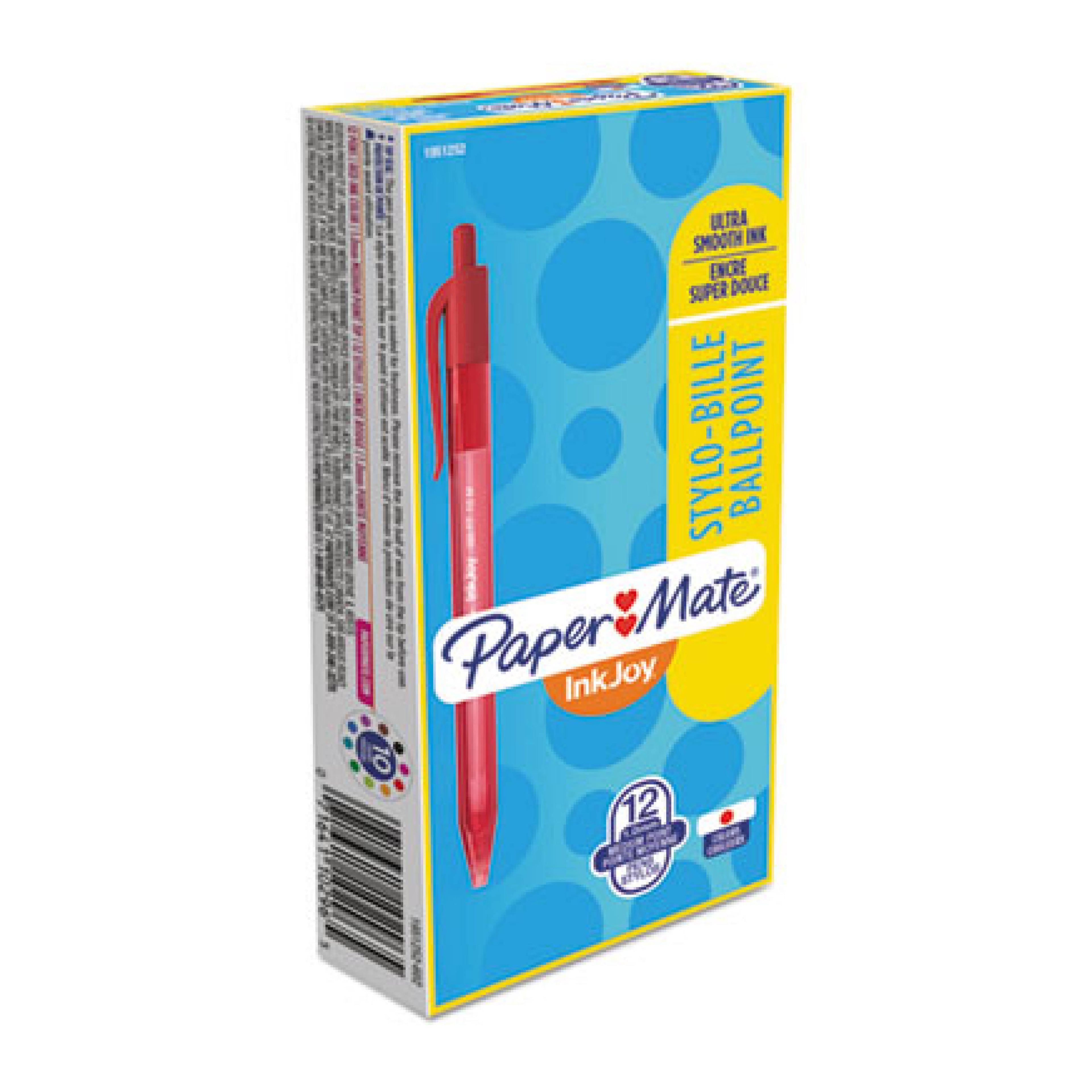 Paper Mate InkJoy 300 RT Ballpoint Pen, Retractable, Medium 1 mm, Red Ink, Red Barrel, Dozen