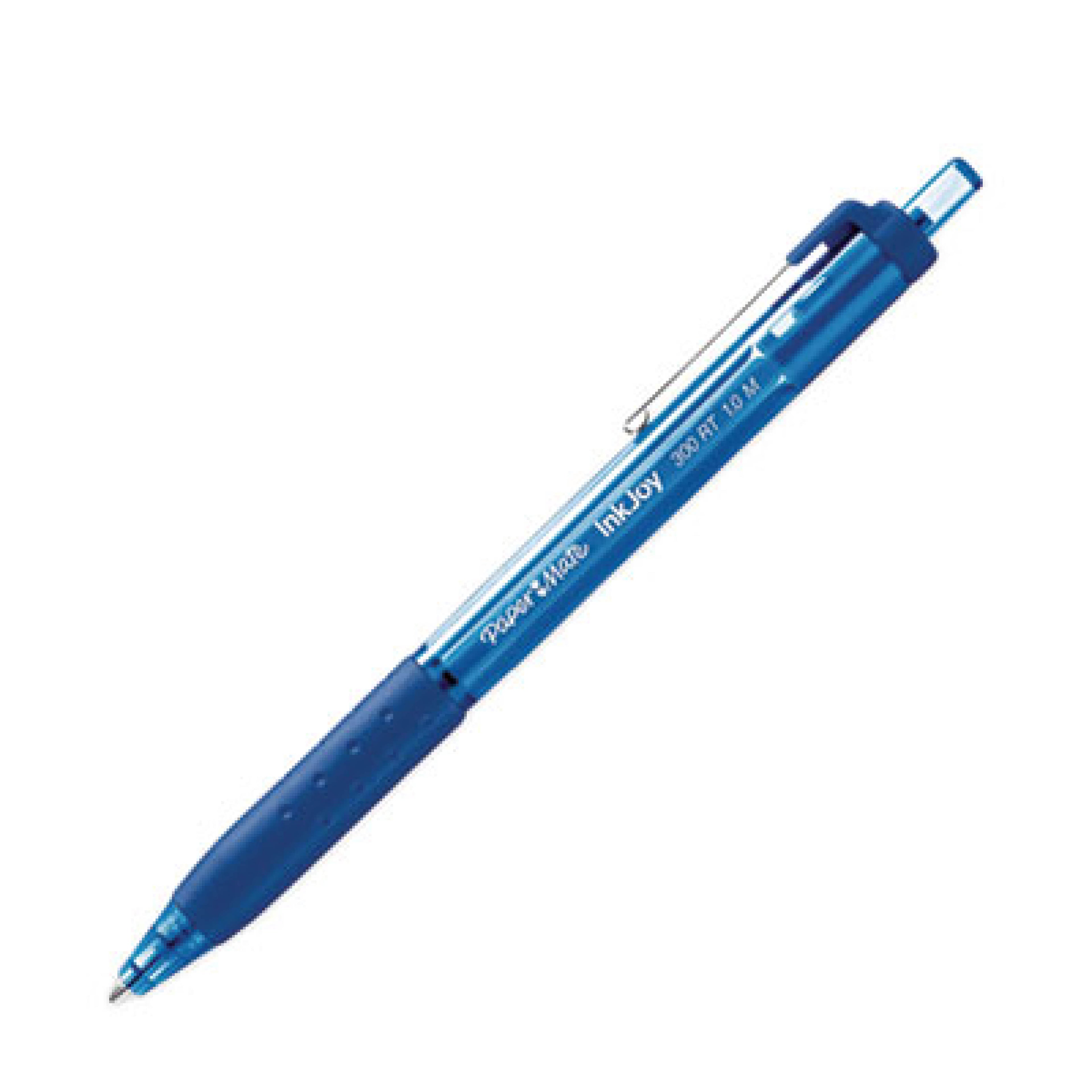 Paper Mate InkJoy 300 RT Retractable Pens, Medium Point, 1.0 mm, Translucent Blue Barrels, Blue Ink, Pack Of 12