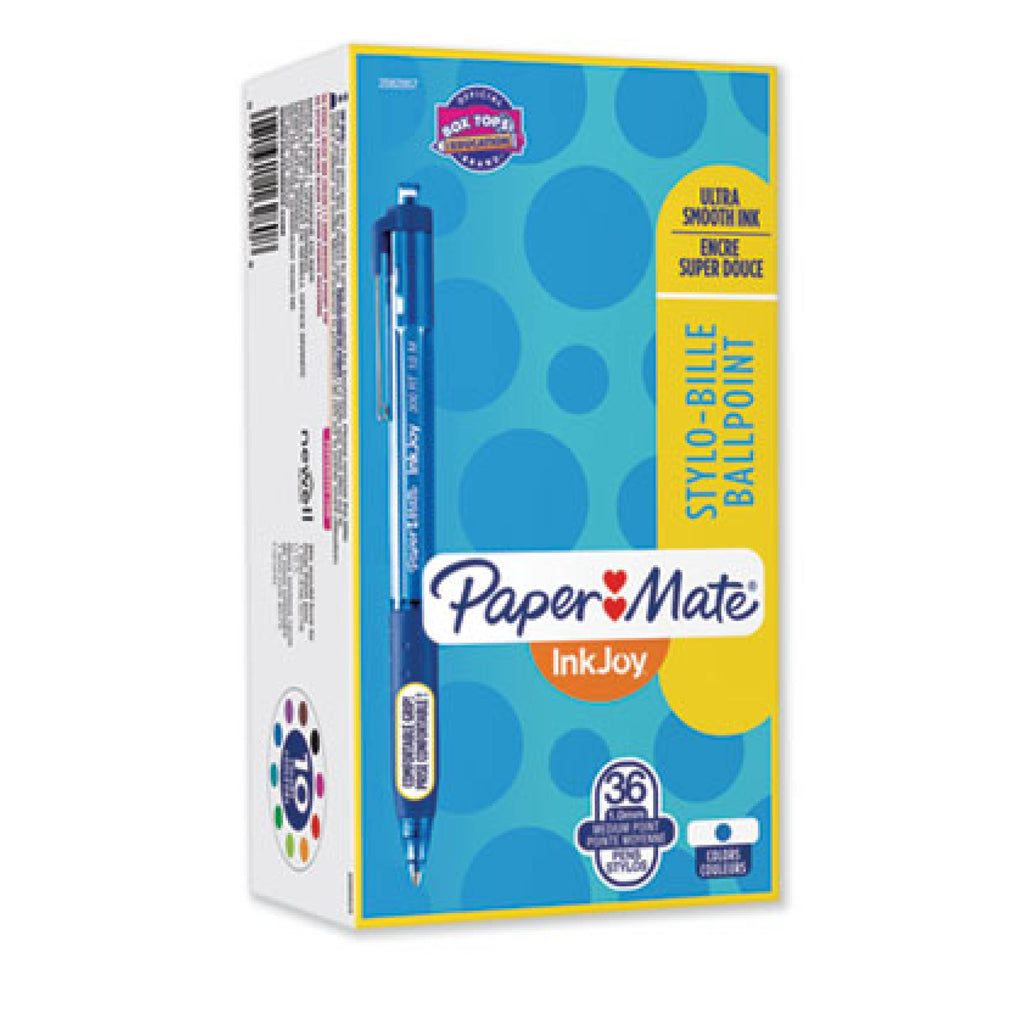 Paper Mate InkJoy 300 RT Retractable Pens, Medium Point, 1.0 mm, Translucent Blue Barrels, Blue Ink, Pack Of 12
