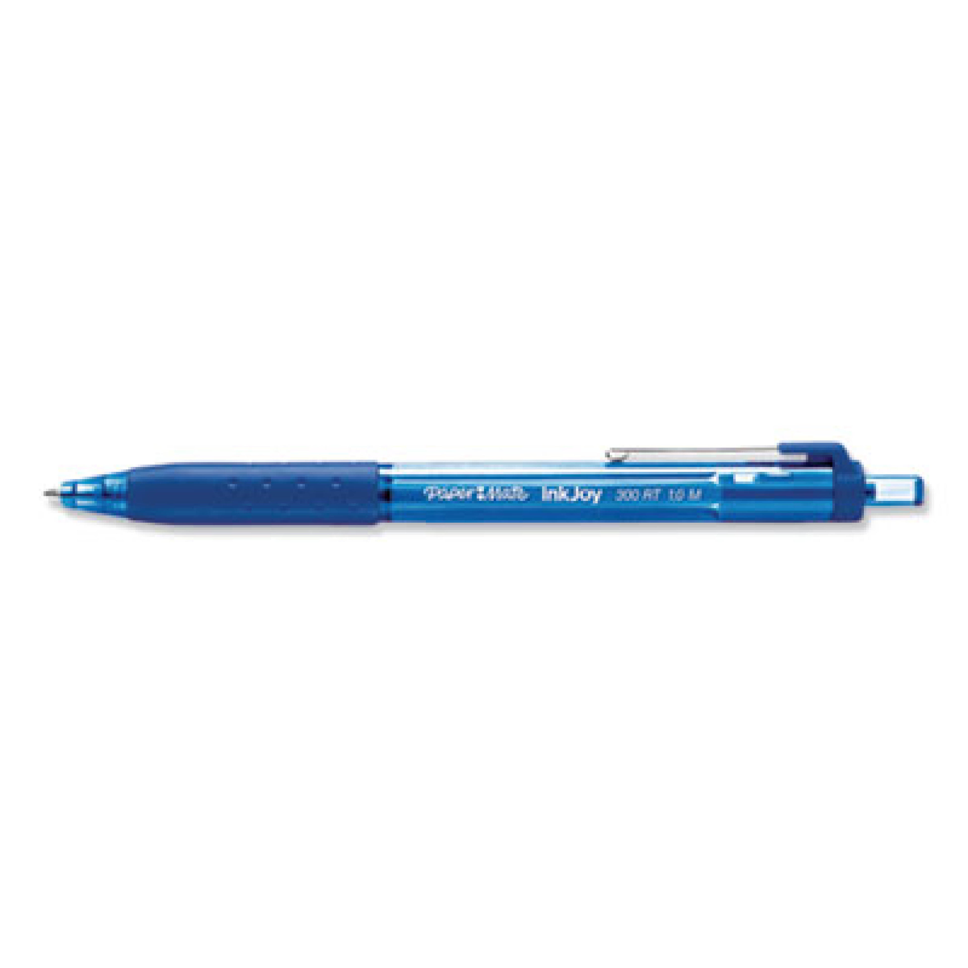 Paper Mate InkJoy 300 RT Retractable Pens, Medium Point, 1.0 mm, Translucent Blue Barrels, Blue Ink, Pack Of 12