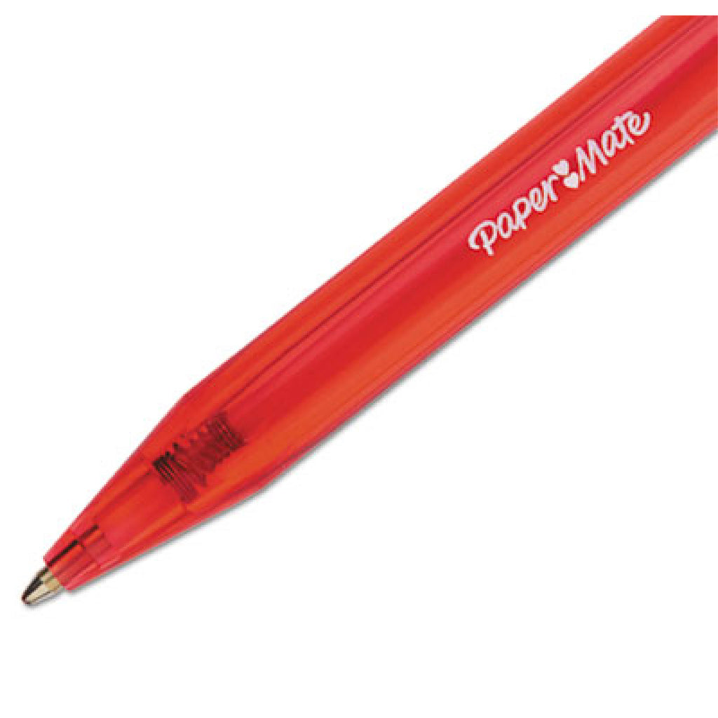 Paper Mate InkJoy 300 RT Ballpoint Pen, Retractable, Medium 1 mm, Red Ink, Red Barrel, Dozen