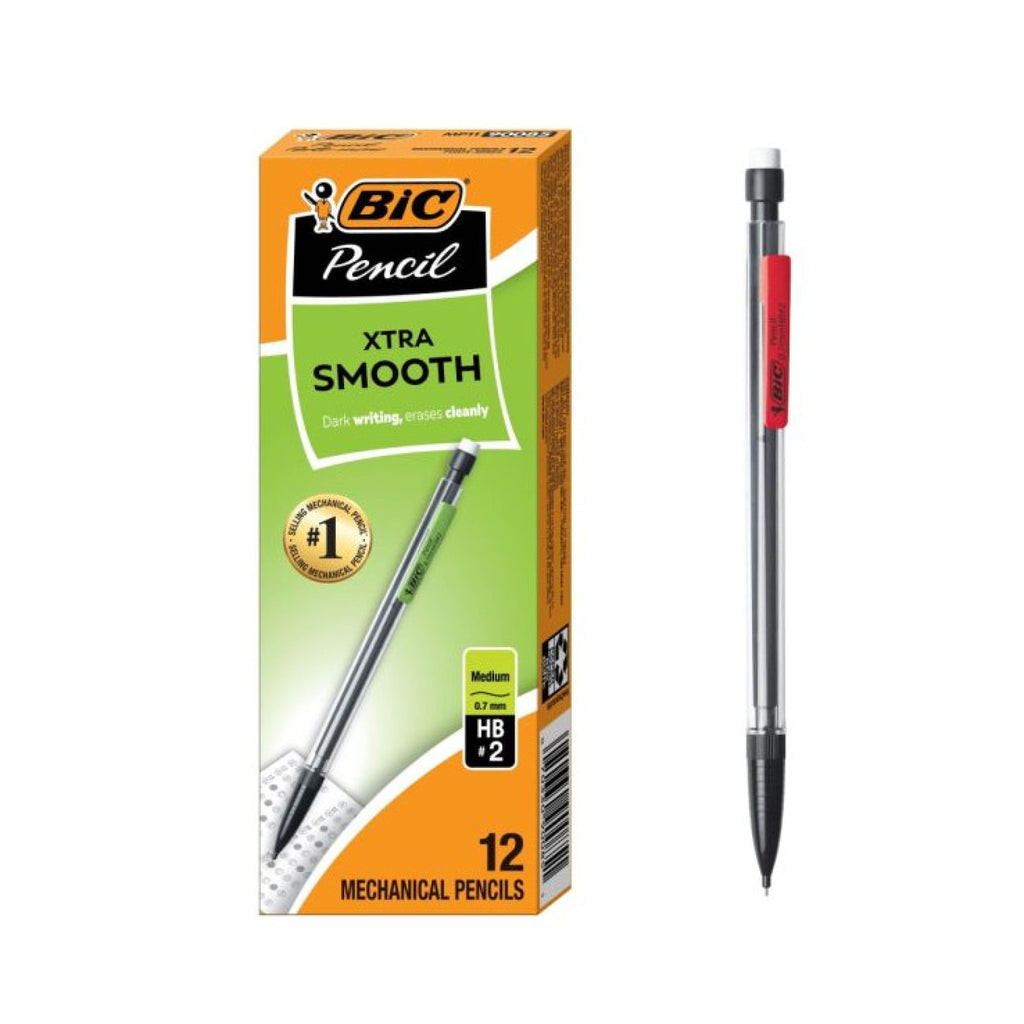 BIC Mechanical Pencils, Xtra Life, 0.7 mm, Black Barrel, Pack Of 12