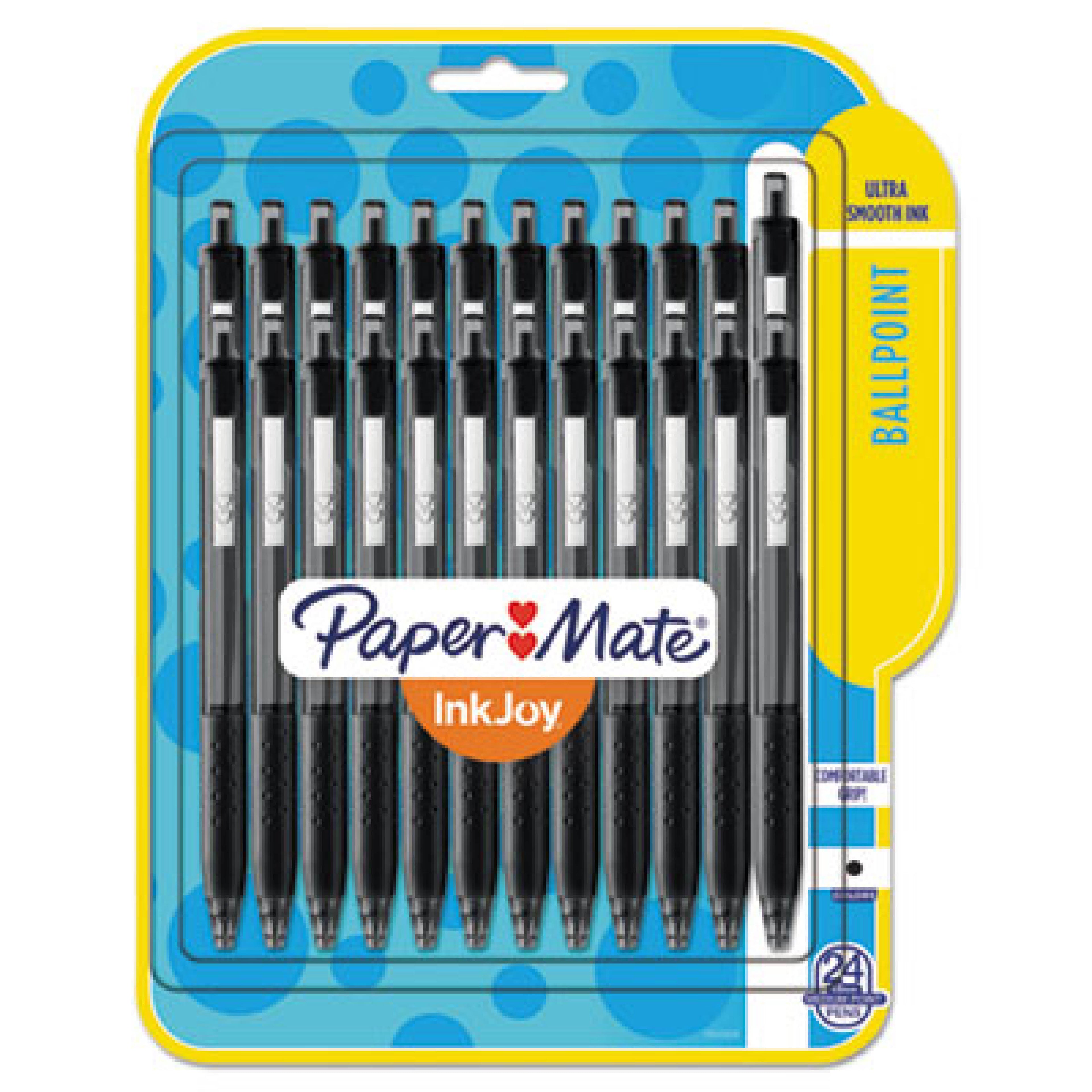Paper Mate InkJoy 300 RT Retractable Pens, Medium Point, 1.0 mm, Translucent Black Barrels, Black Ink, Pack Of 12