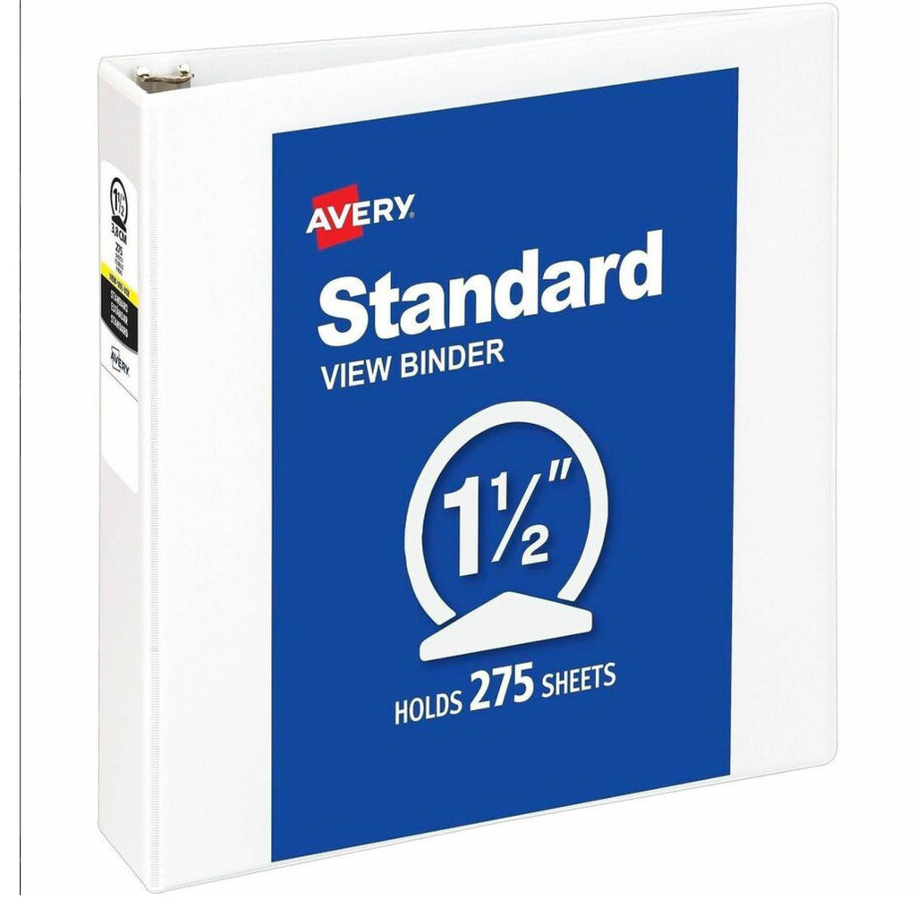 Avery Economy View 3 Ring Binder, 1.5" Round Rings, White, 1 Binder