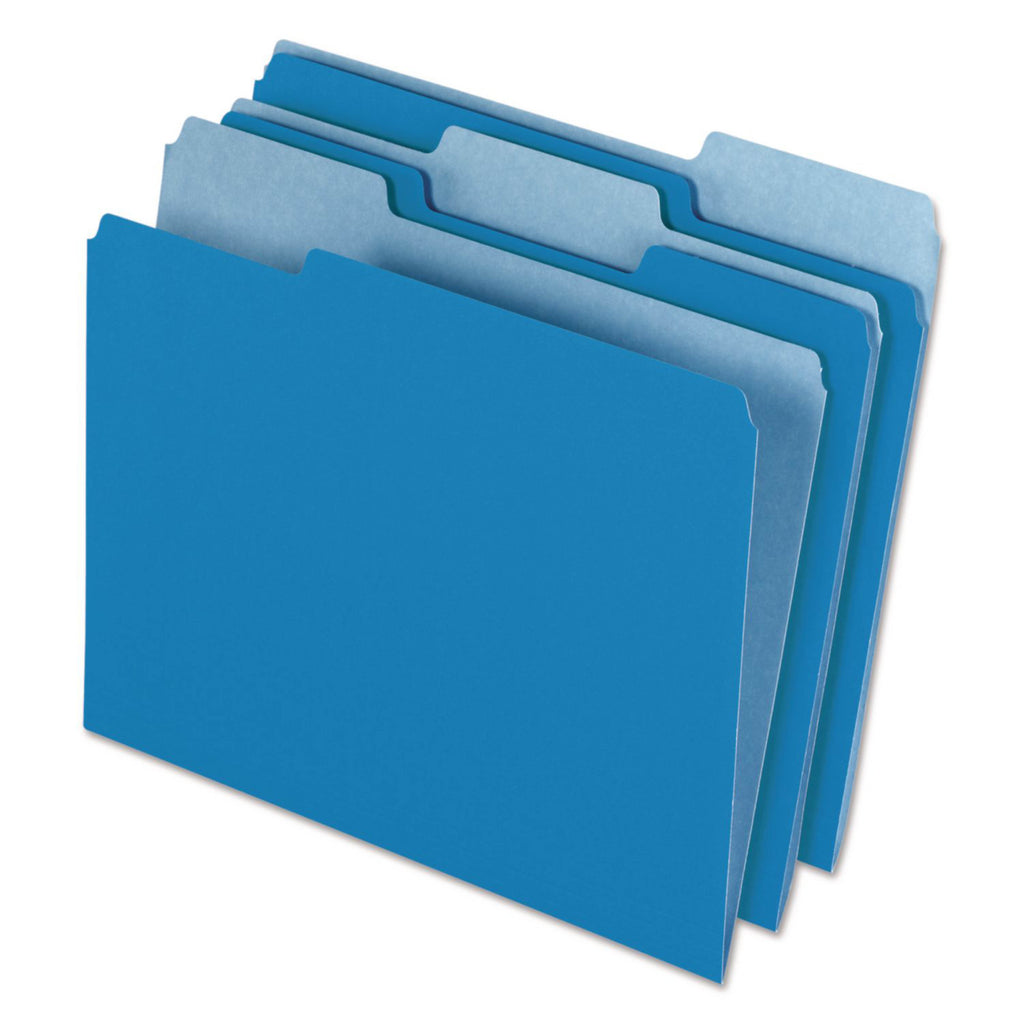 Color File Folders, Letter Size, 1/3 Cut, Blue, Box Of 100