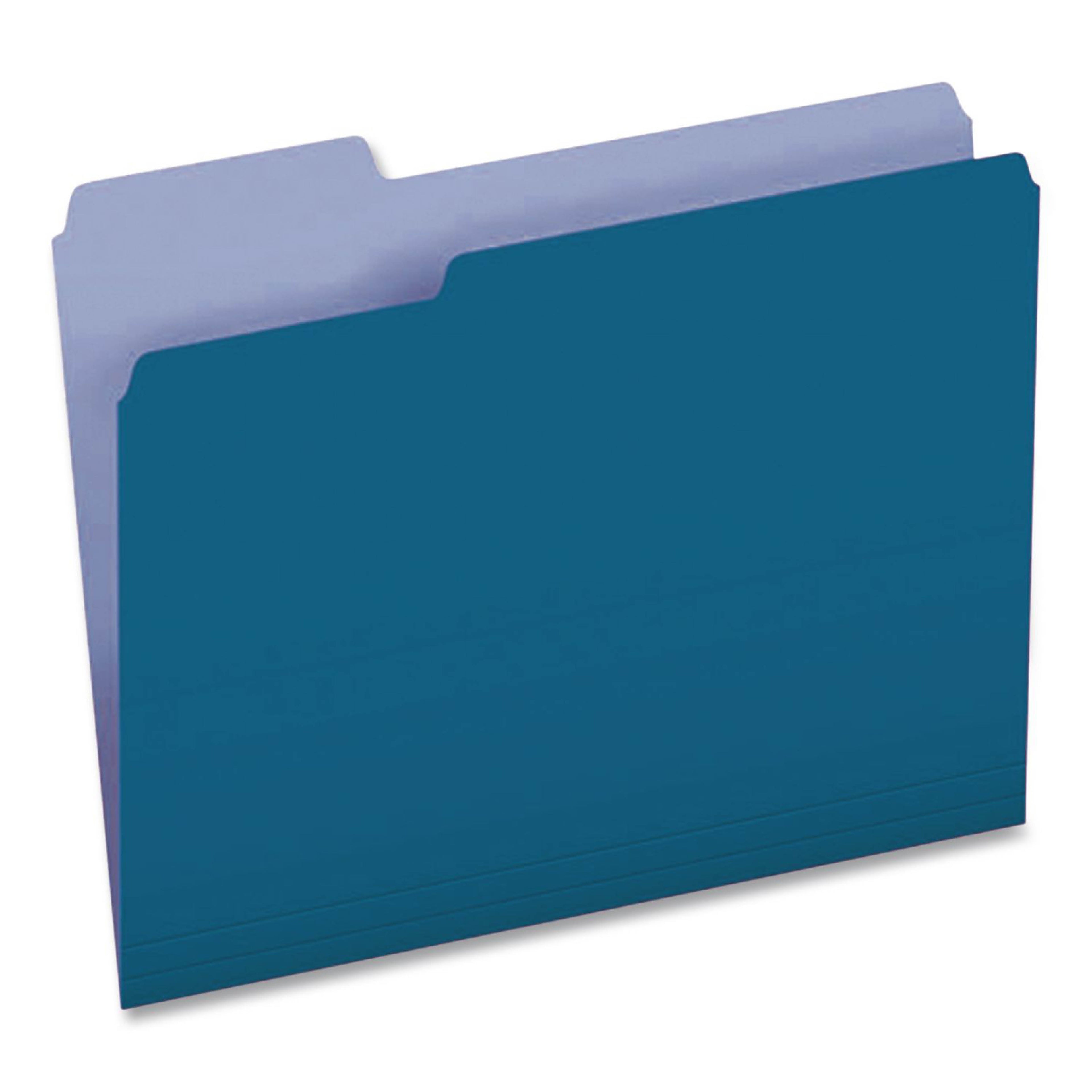 Color File Folders, Letter Size, 1/3 Cut, Blue, Box Of 100