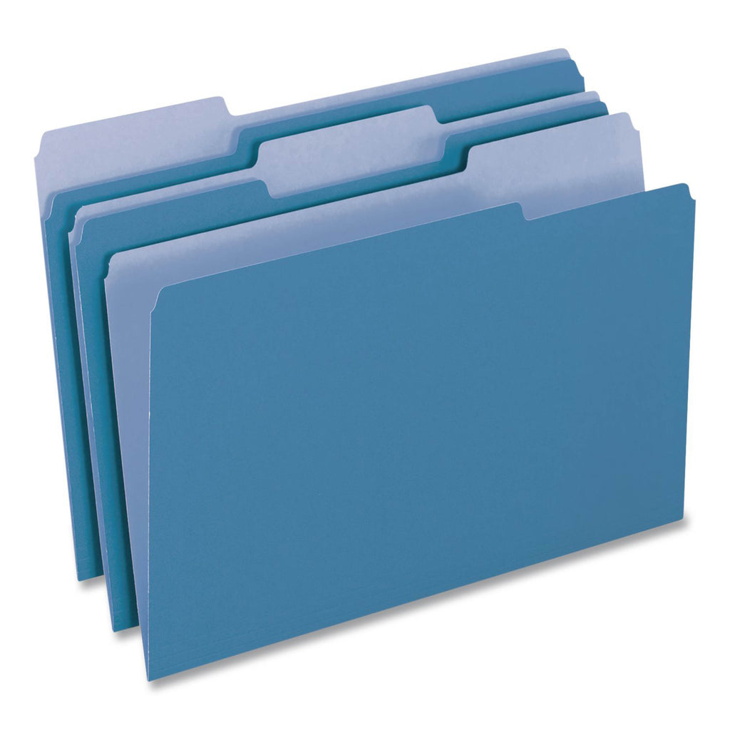 Color File Folders, Letter Size, 1/3 Cut, Blue, Box Of 100