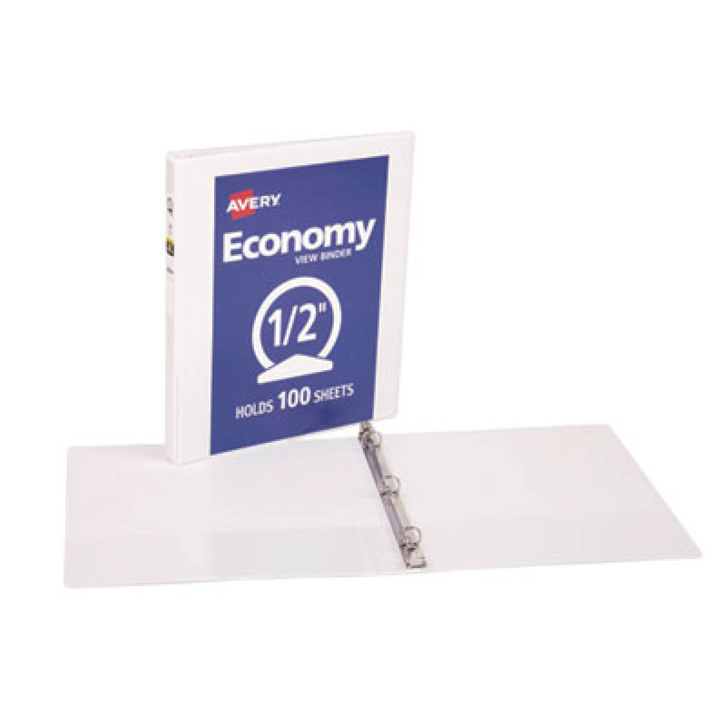 Avery Economy View 3-Ring Binder, 1/2" Round Rings, 51% Recycled, White