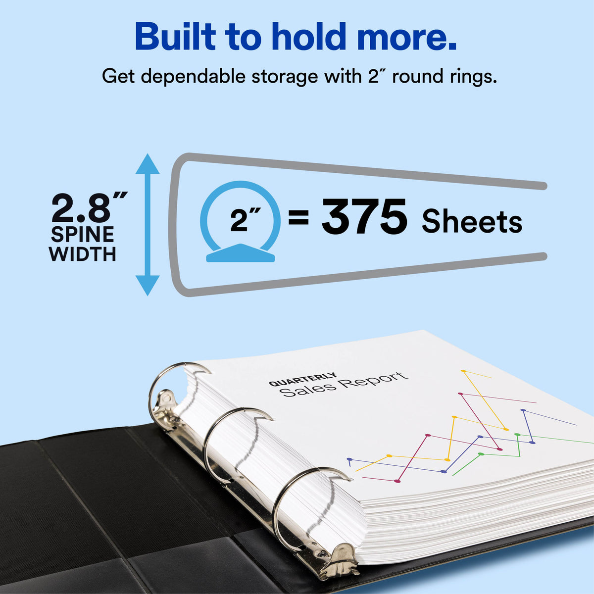 Avery Economy View 3 Ring Binder, 2" Round Rings, White, 1 Binder