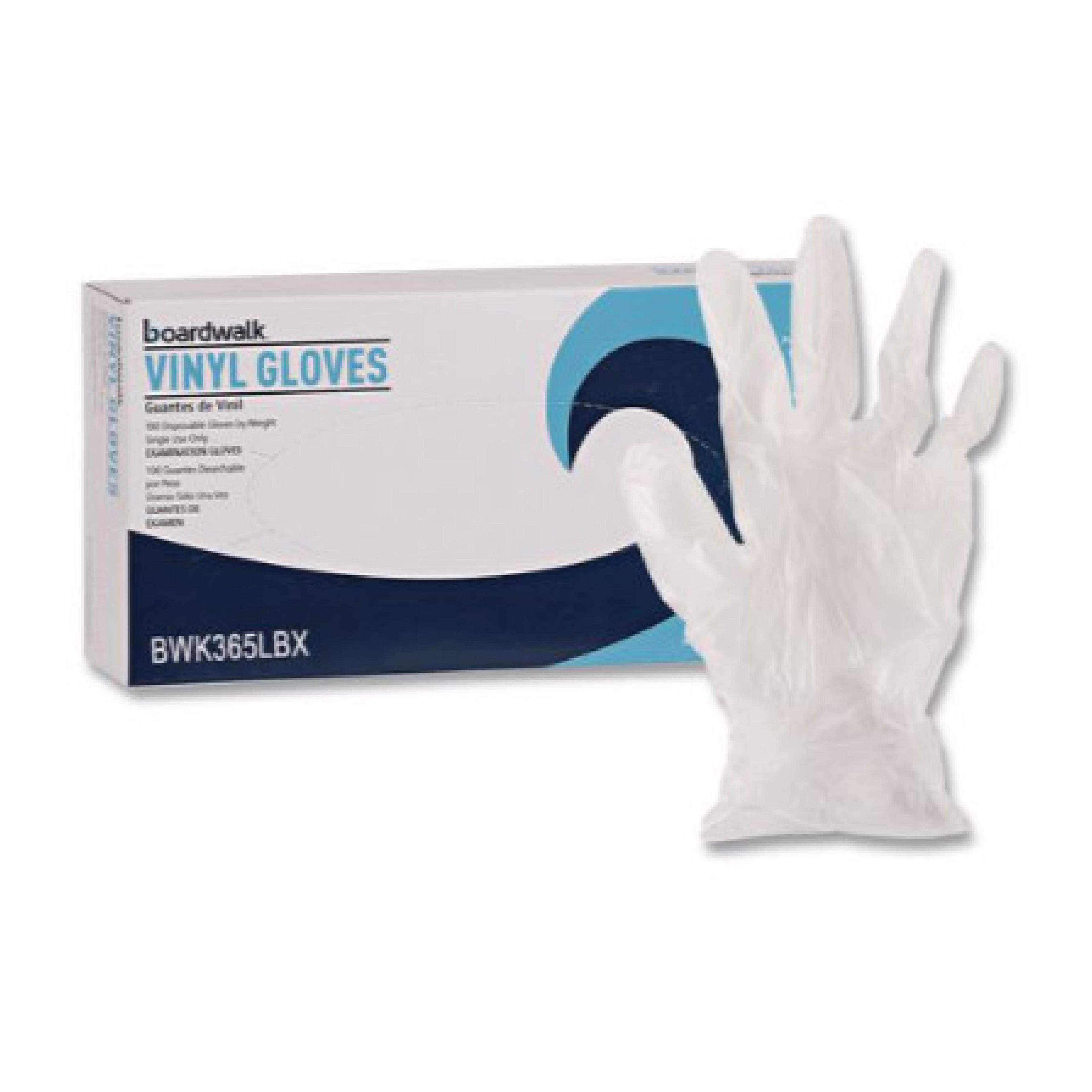 Boardwalk BWK365L Powder Free Vinyl Gloves, Large, 100/Box
