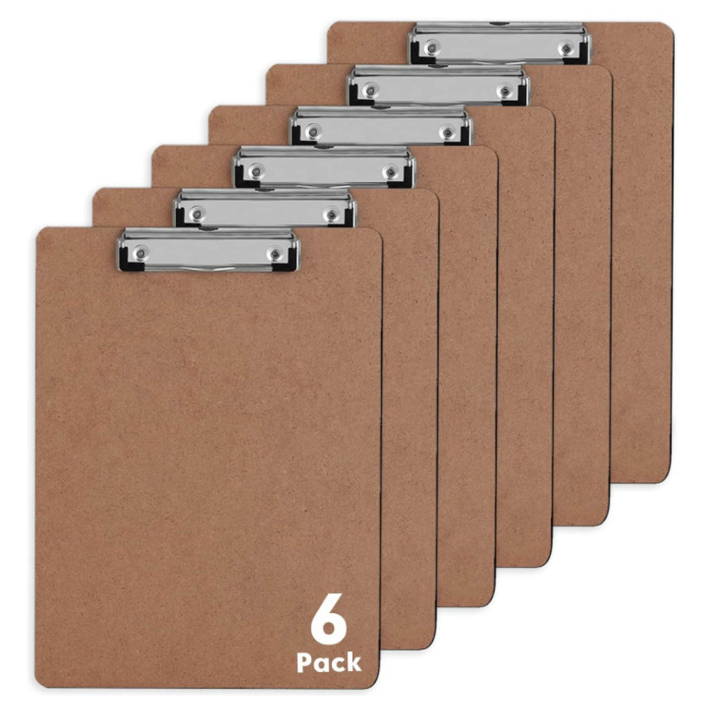 Hardboard Clipboard with Low-Profile Clip, 0.5" Clip Capacity, Holds 8.5 x 11 Sheets, Brown, 6/Pack