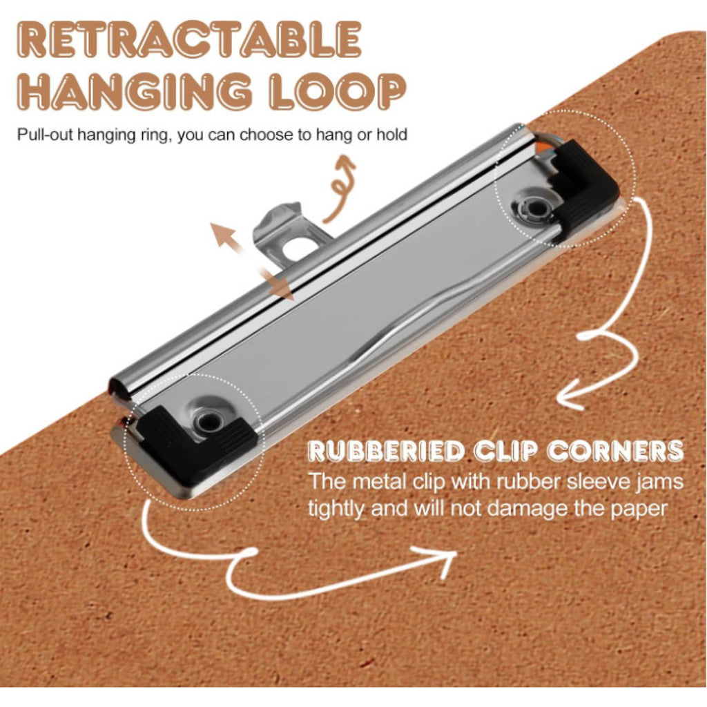 Hardboard Clipboard with Low-Profile Clip, 0.5" Clip Capacity, Holds 8.5 x 11 Sheets, Brown, 6/Pack