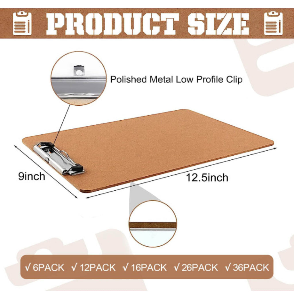 Hardboard Clipboard with Low-Profile Clip, 0.5" Clip Capacity, Holds 8.5 x 11 Sheets, Brown, 6/Pack
