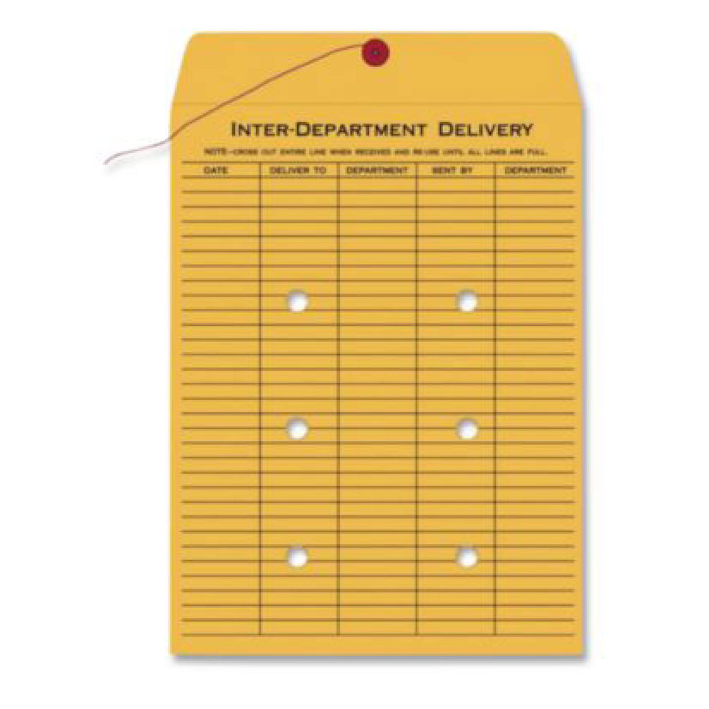 10" x 13" Kraft Interoffice Envelopes – 2‑Sided, Button & String, 100‑Pack