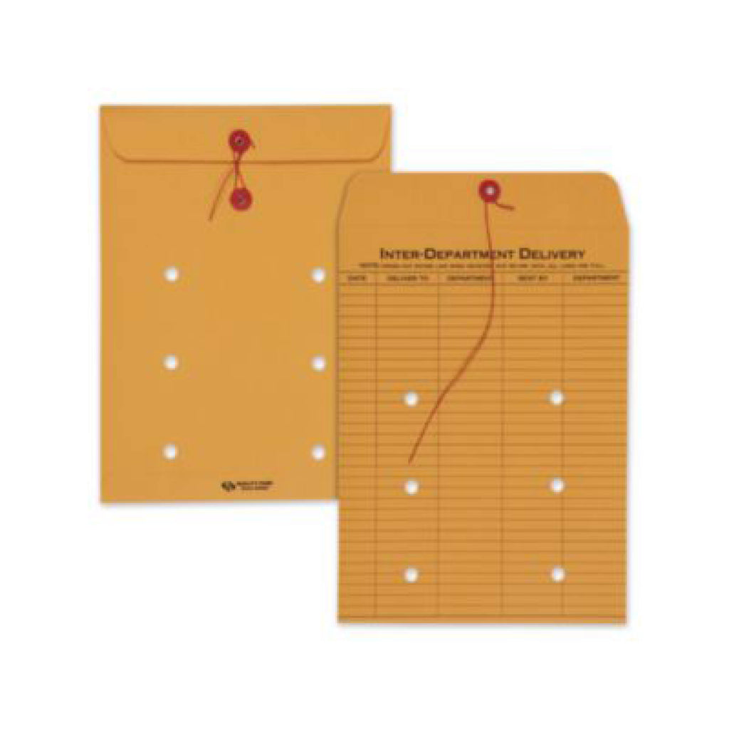 10" x 13" Kraft Interoffice Envelopes – 2‑Sided, Button & String, 100‑Pack