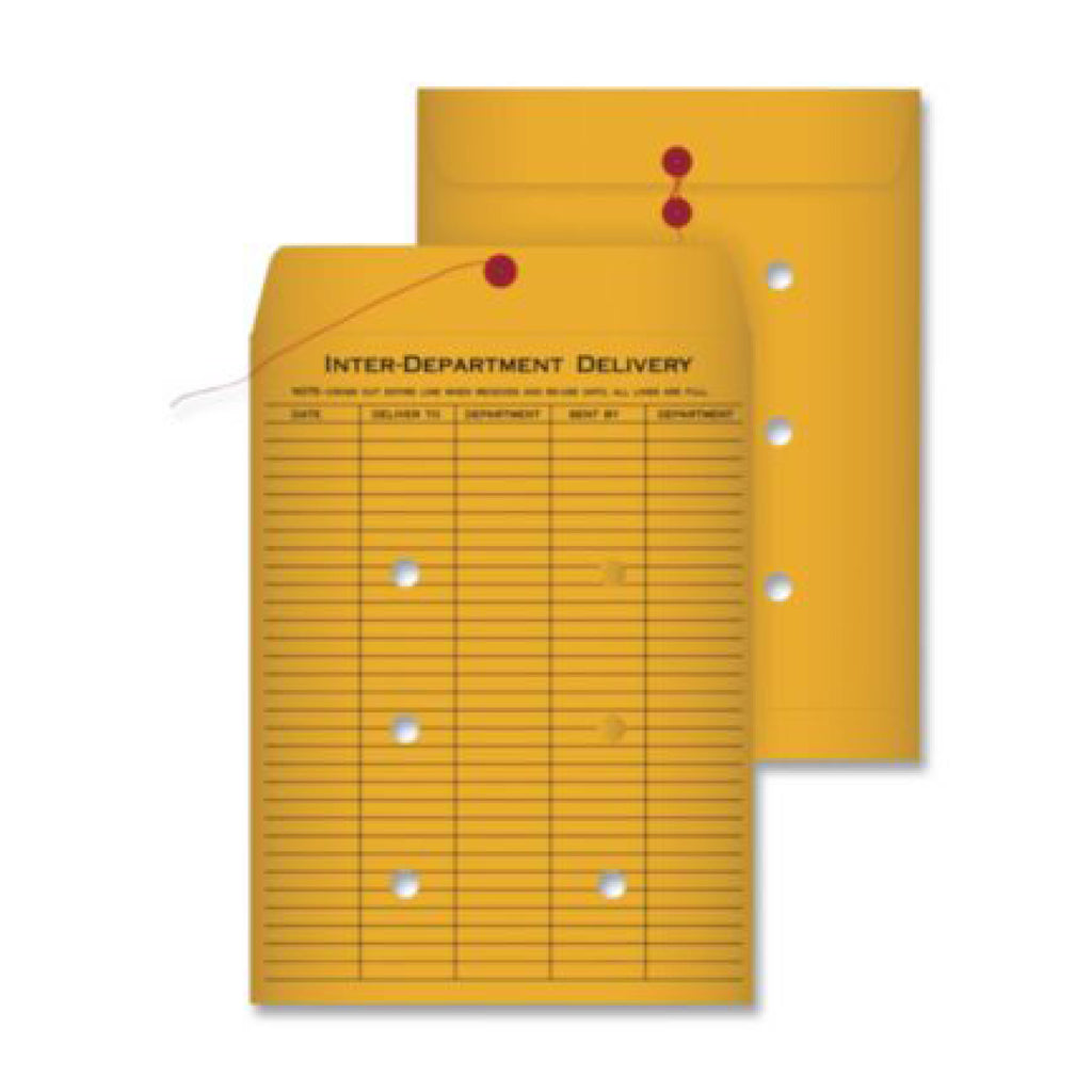 10" x 13" Kraft Interoffice Envelopes – 2‑Sided, Button & String, 100‑Pack