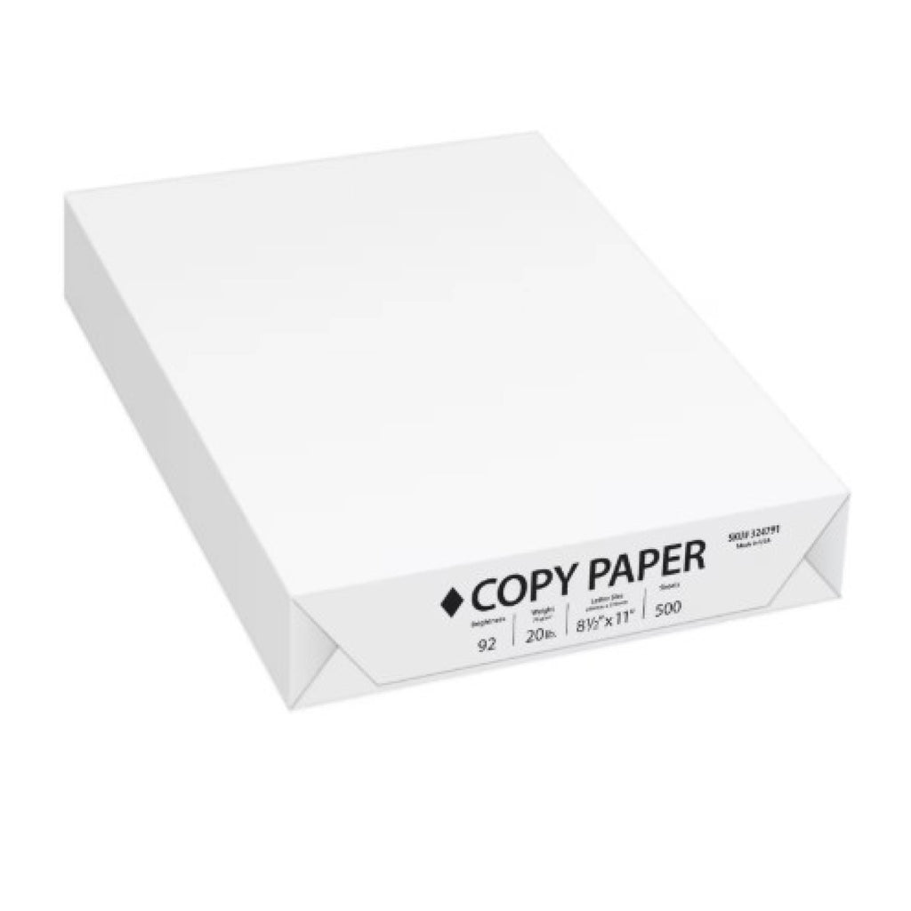 Copy Paper, 20 lb, 92 Bright, Bond Weight, 8.5 x 11, White, 500 Sheets/Ream, 10 Reams