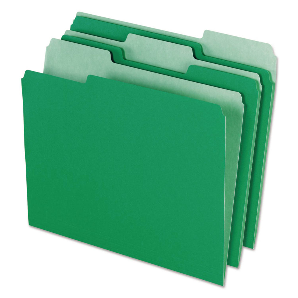 Color File Folders, Letter Size, 1/3 Cut, Green, Box Of 100 (12143)
