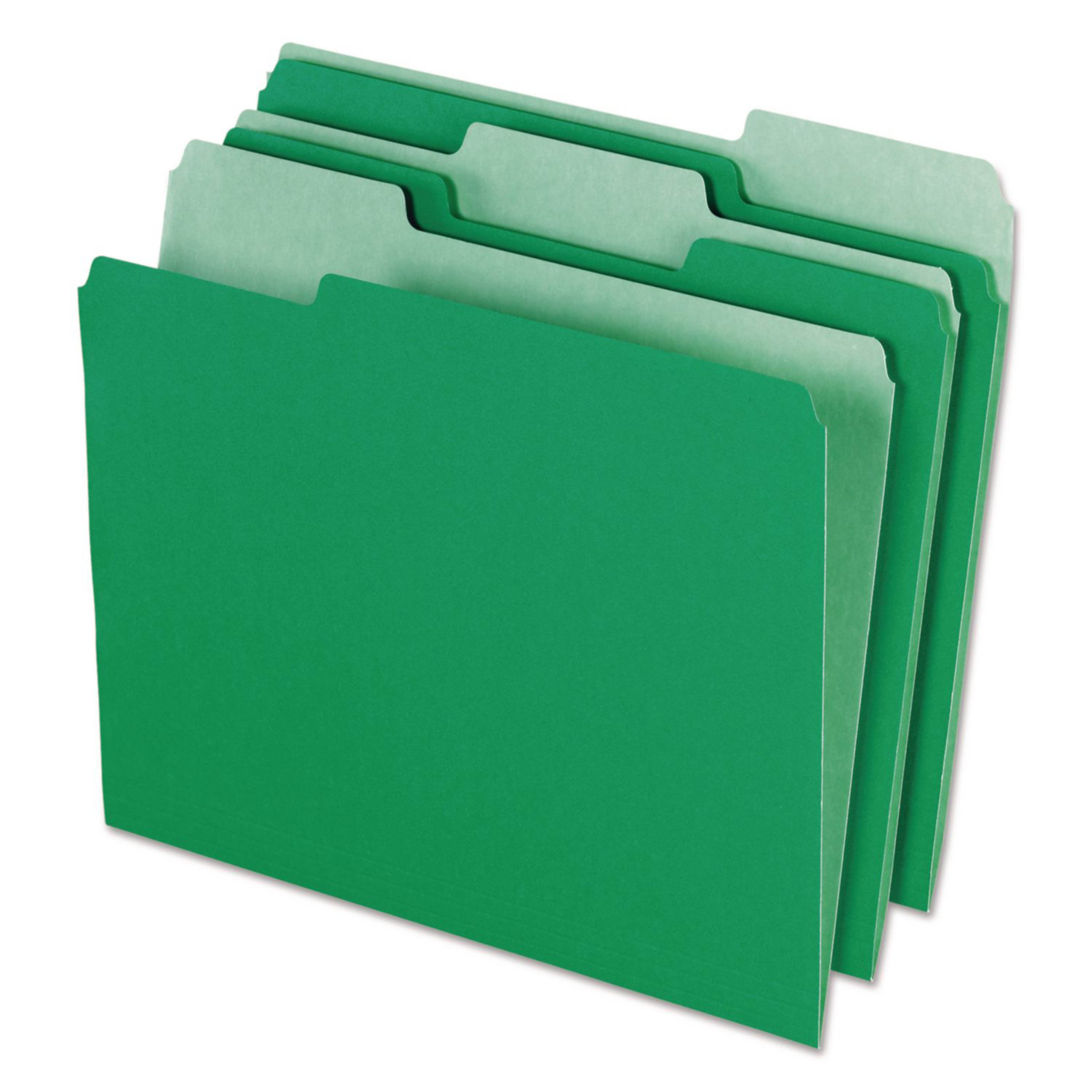 Color File Folders, Letter Size, 1/3 Cut, Green, Box Of 100 (12143)