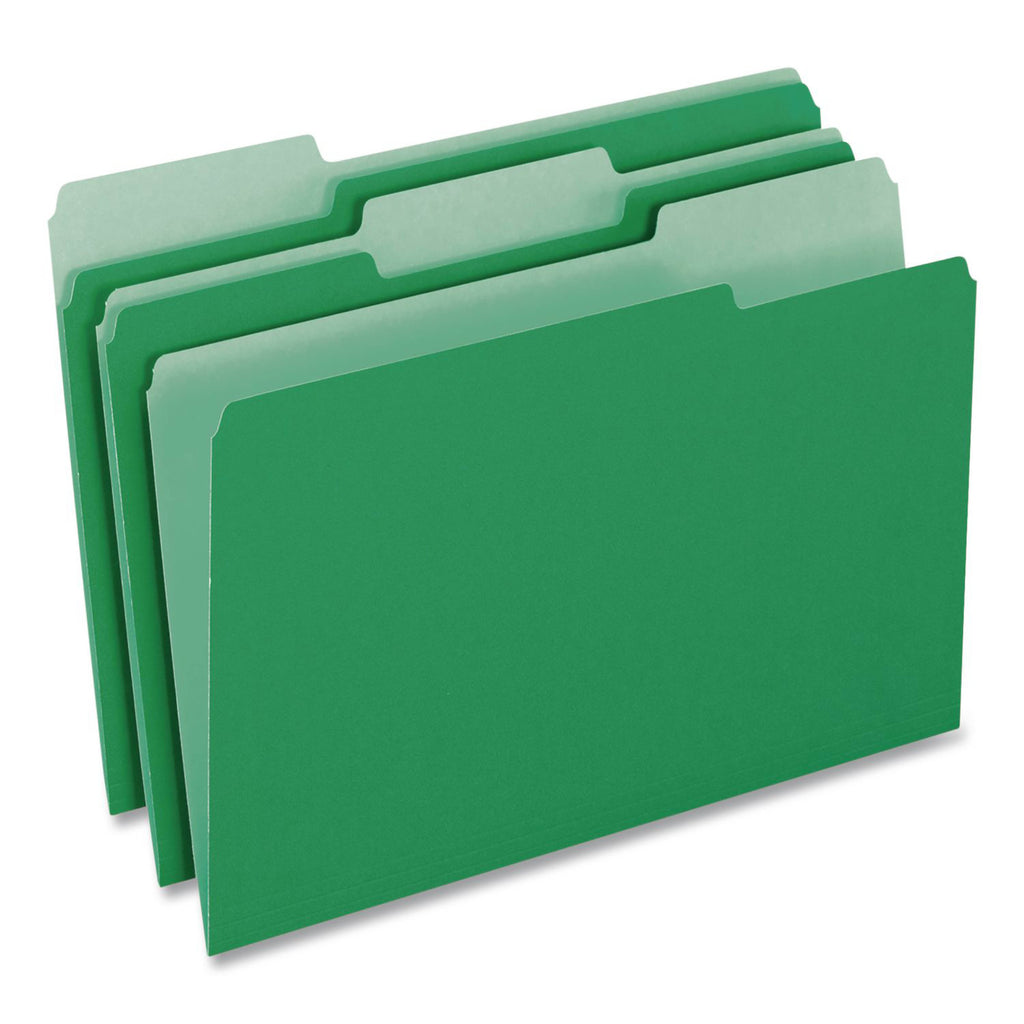 Color File Folders, Letter Size, 1/3 Cut, Green, Box Of 100 (12143)