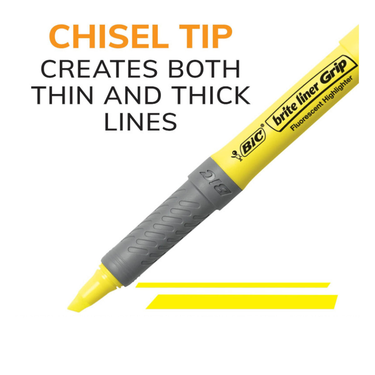BIC Brite Liner Grip Pocket Highlighter, Assorted Ink Colors, Chisel Tip, Assorted Barrel Colors, 5/Set