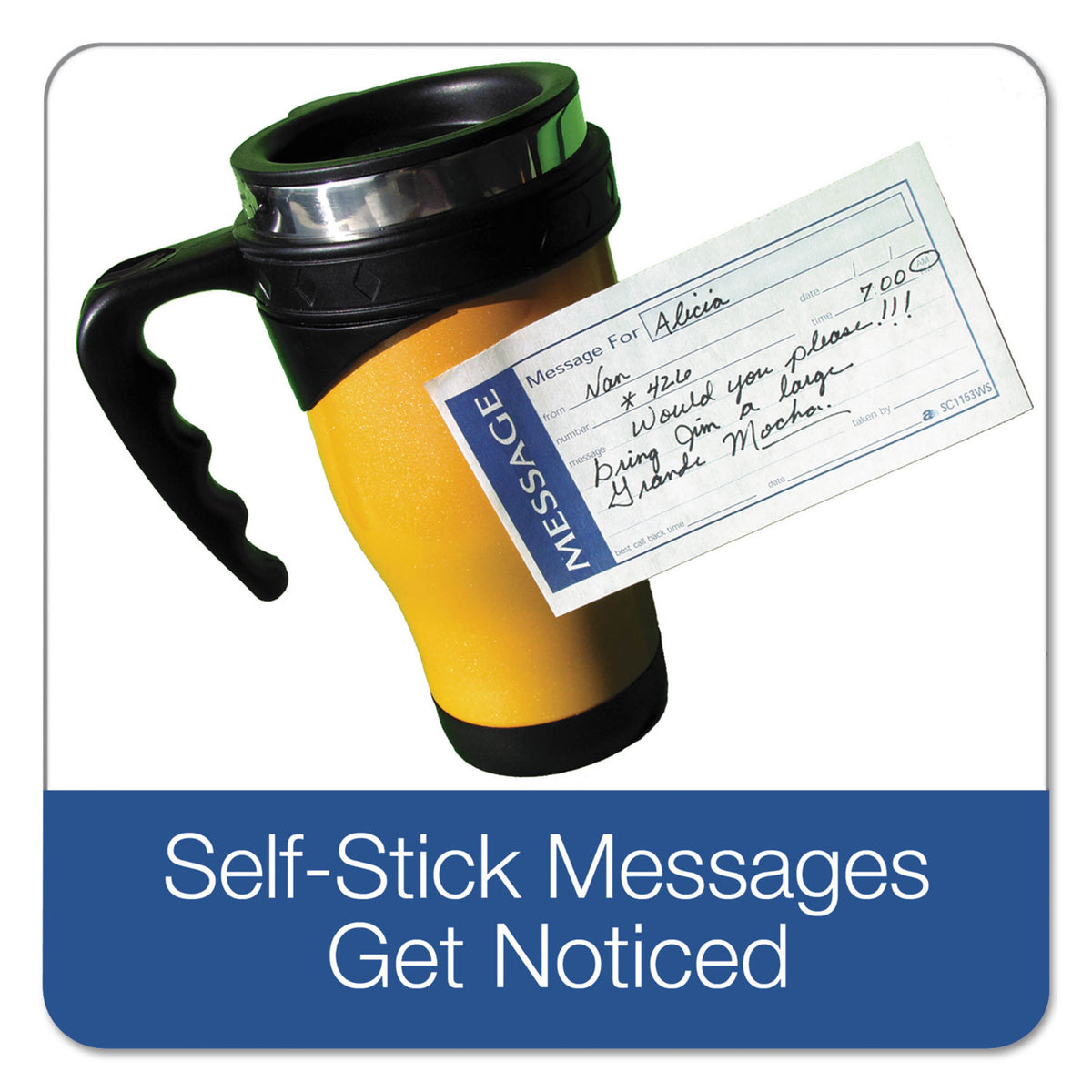 Write n' Stick Phone Message Book, 11" x 5 1/4", 200 Messages, Canary/White