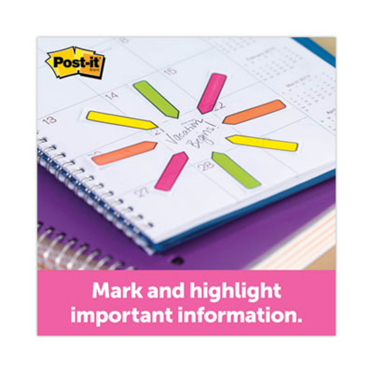 Post-it Notes Arrow Flags, 1-3/4" x 1/2", Assorted Bright Colors, Pack Of 100 Flags