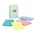 Ruled Adhesive Notes - 4" x 6" - 100 Sheets - Ruled - Pastel, 5/Pack