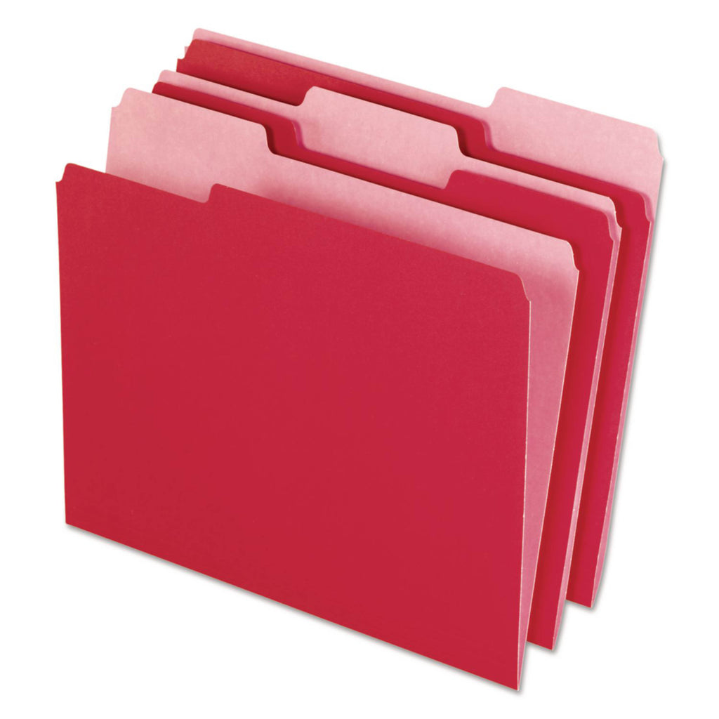 Color File Folders, Letter Size, 1/3 Cut, Red, Box Of 100 (12743)