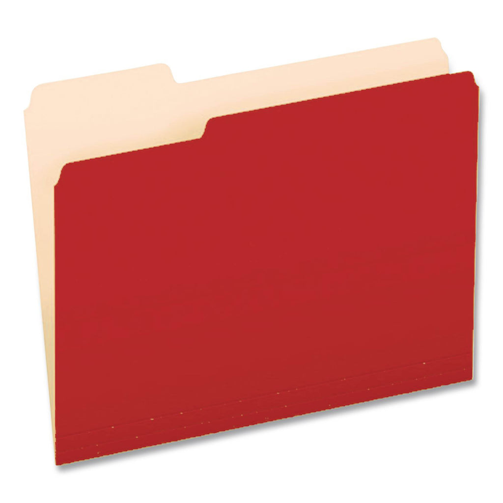 Color File Folders, Letter Size, 1/3 Cut, Red, Box Of 100 (12743)