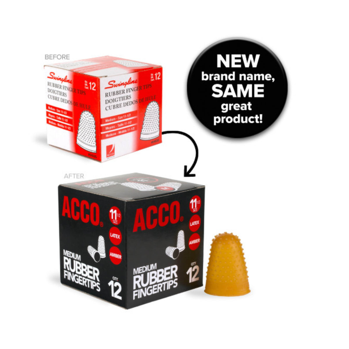 Rubber Fingertips, Amber, Box Of 12