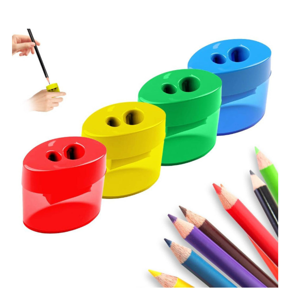 Double-Hole Manual Pencil Sharpener, Assorted Colors