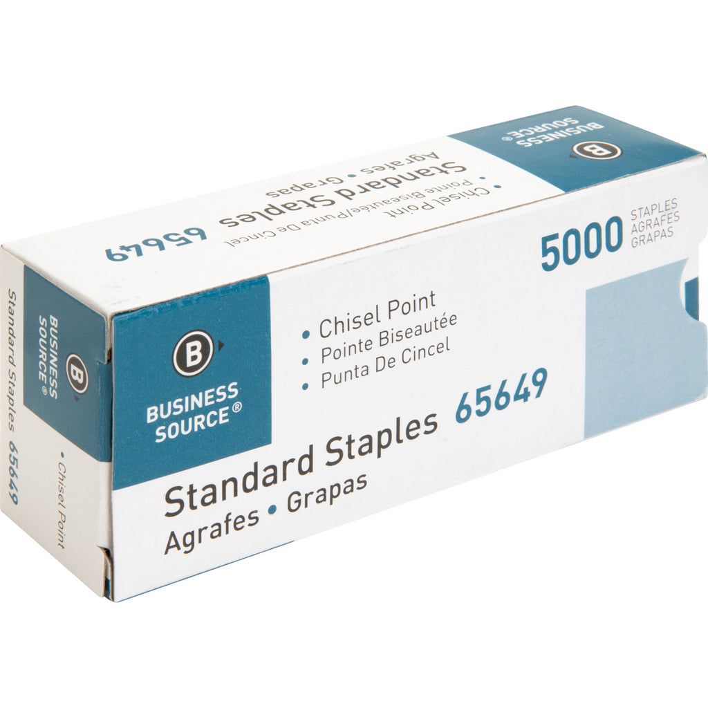 Chisel Point Standard Staples, 210 Per Strip, 1/4" Leg, 1/2" Crown, 5,000 Box, 5 Boxes