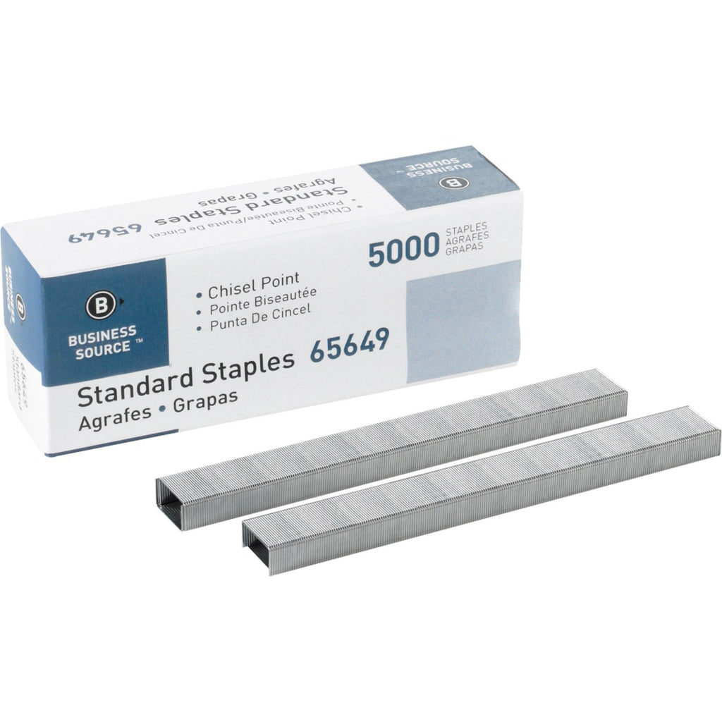 Chisel Point Standard Staples, 210 Per Strip, 1/4" Leg, 1/2" Crown, 5,000 Box, 5 Boxes