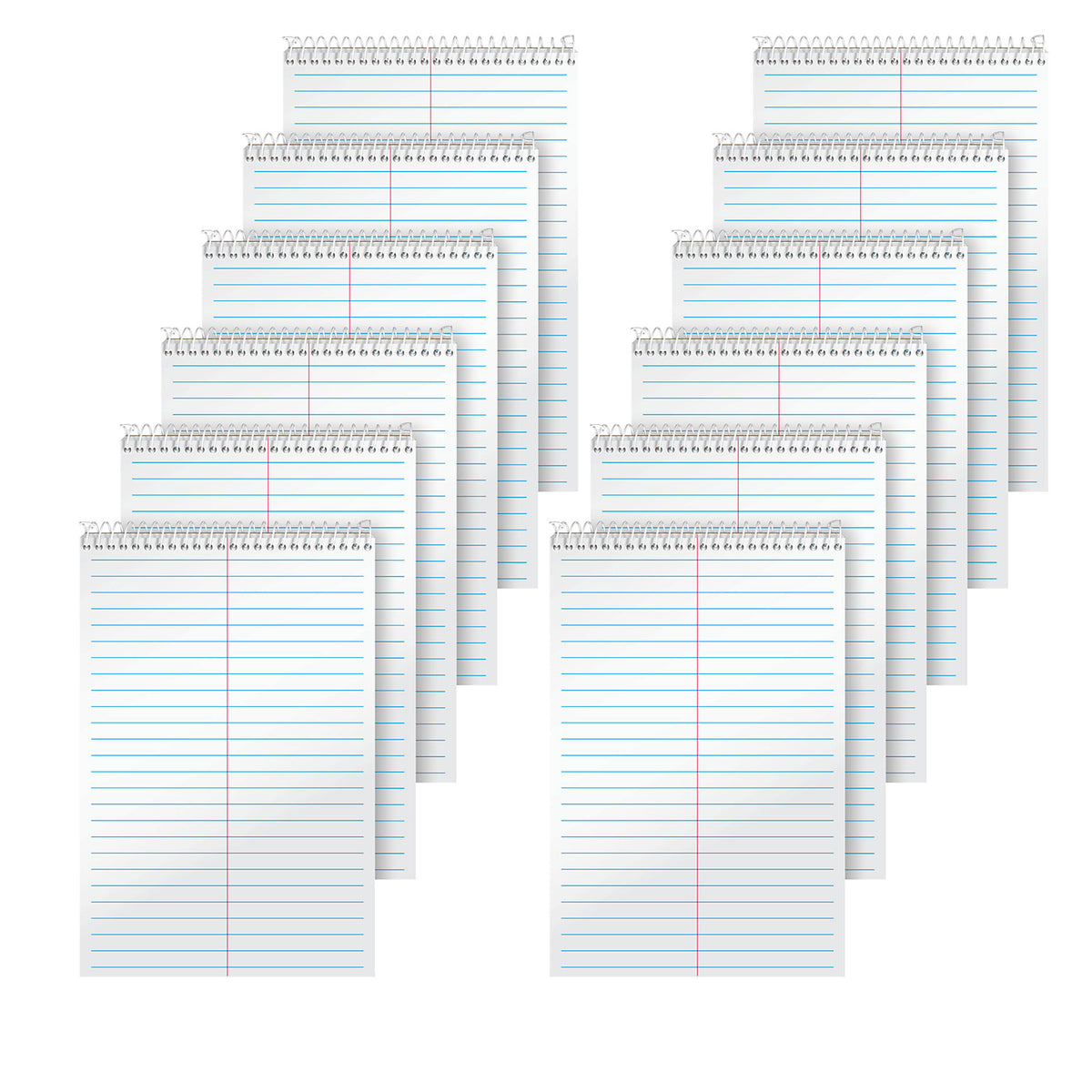 Steno Notebook-60 Sheets - Wire Bound - Gregg Ruled Margin - 15 lb Basis Weight - 6" x 9" Sheet Size - White Paper - Stiff-back - 12 / Pack
