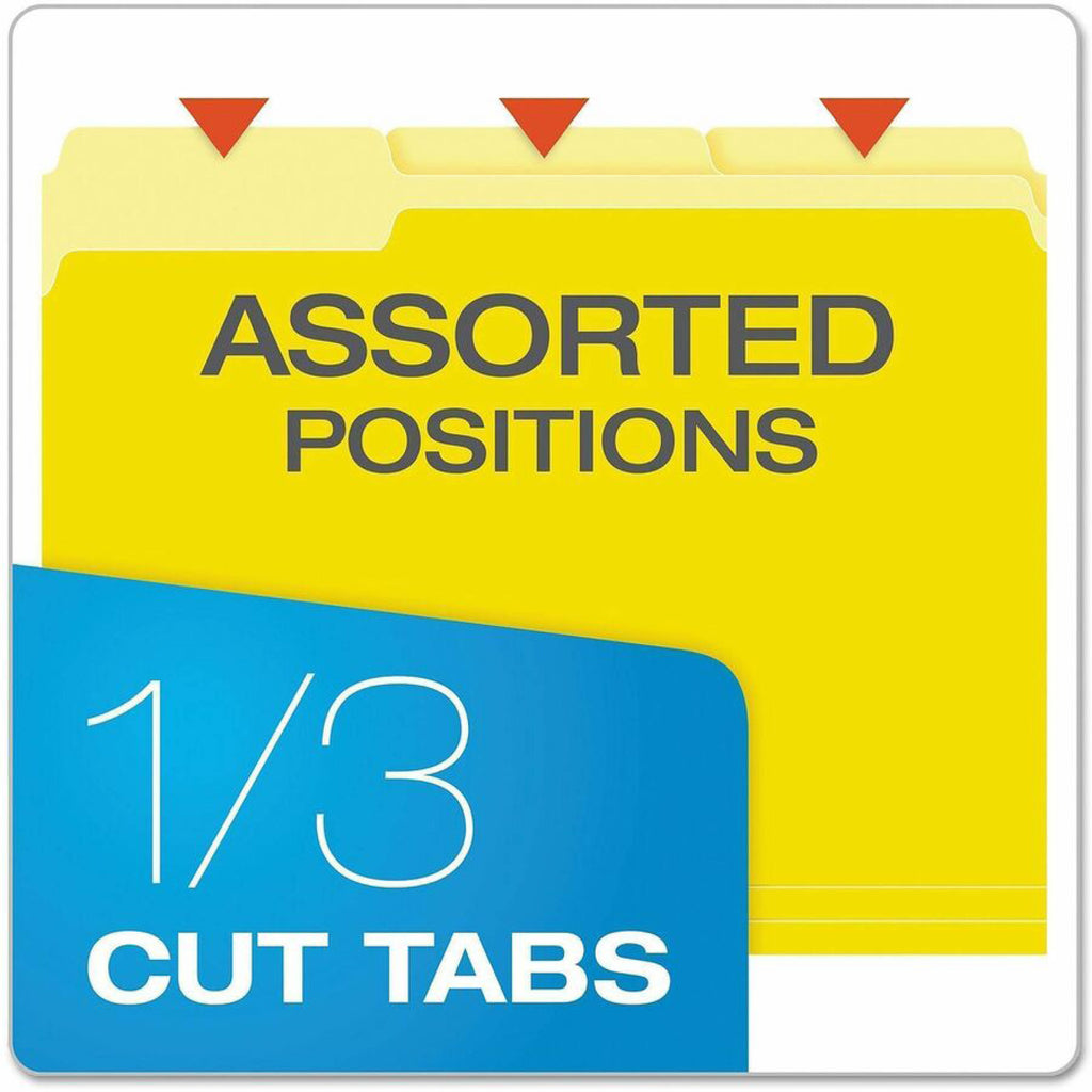 Color File Folders, With Reinforced Tabs, Letter Size, 1/3 Cut, Yellow, Box Of 100