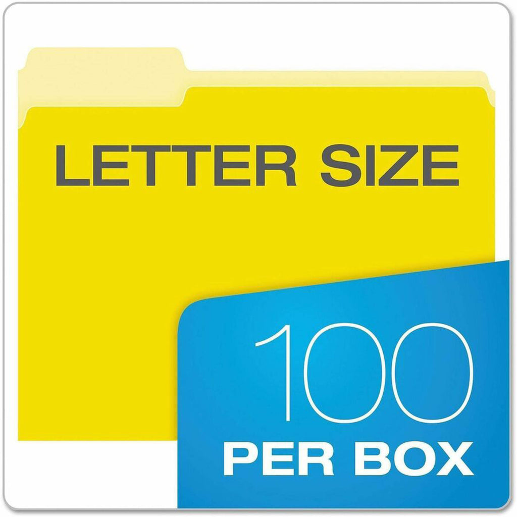 Color File Folders, With Reinforced Tabs, Letter Size, 1/3 Cut, Yellow, Box Of 100