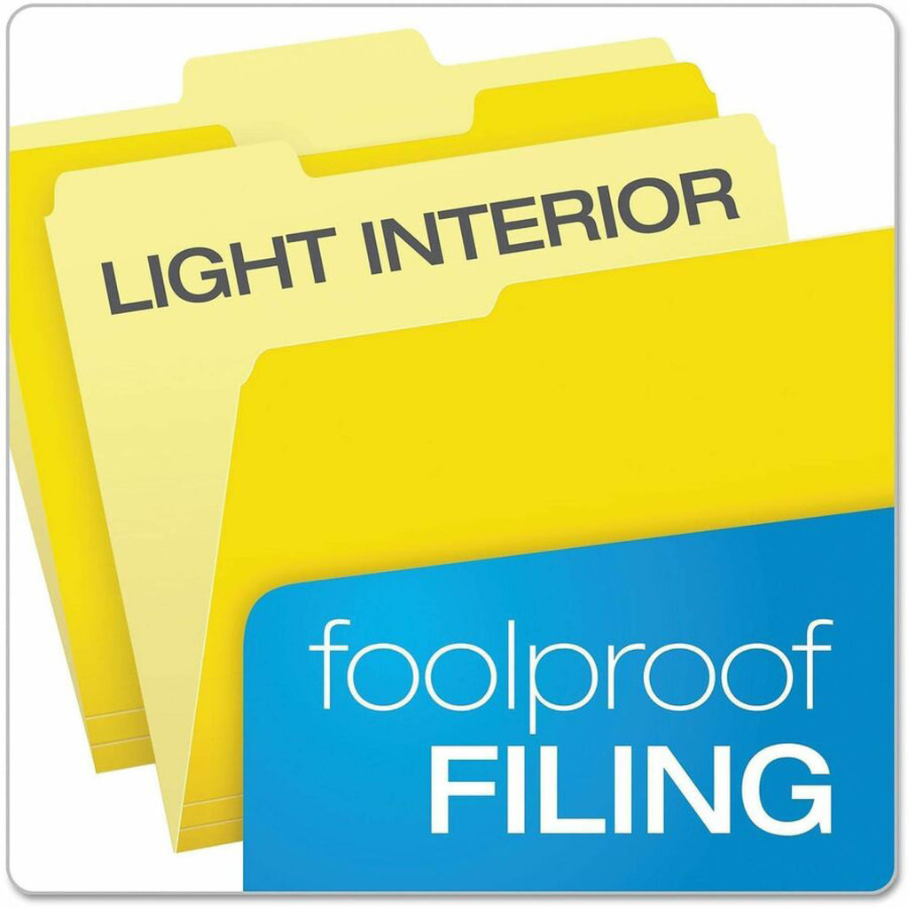 Color File Folders, With Reinforced Tabs, Letter Size, 1/3 Cut, Yellow, Box Of 100